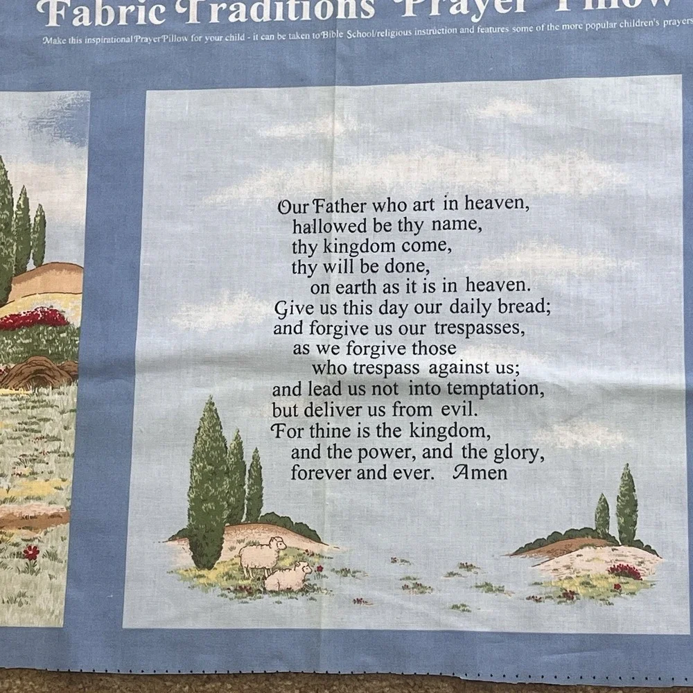 Prayer Pillow Cotton Fabric Traditions Panel‎ 16 x 15 In Pillow Scripture Verses
